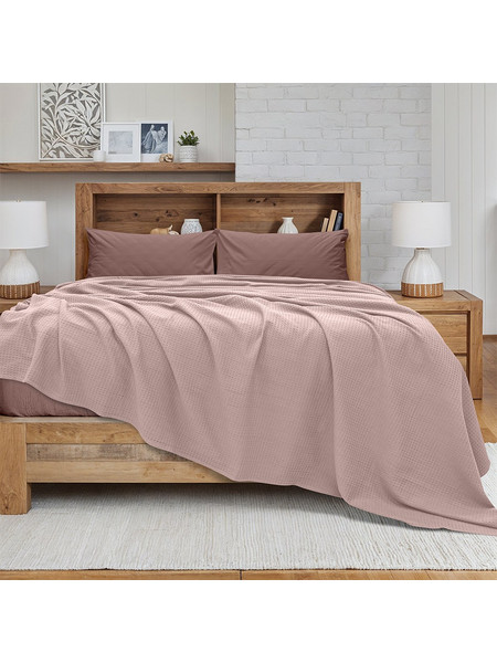 LINO Κουβέρτα Υπέρδιπλη (220x240) Πικέ Cocoon Ροζ 100% Βαμβάκι