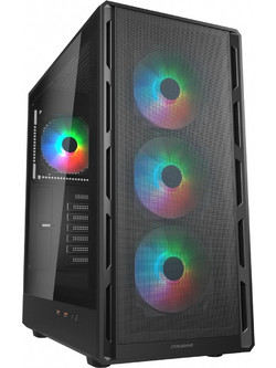 Cougar AirFace Pure Black Gaming Midi Tower Κουτί Υπολογιστή με Πλαϊνό Παράθυρο