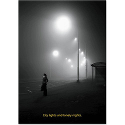 Αφίσα City lights and lonely nights - Typographic , 29X42 (A3)
