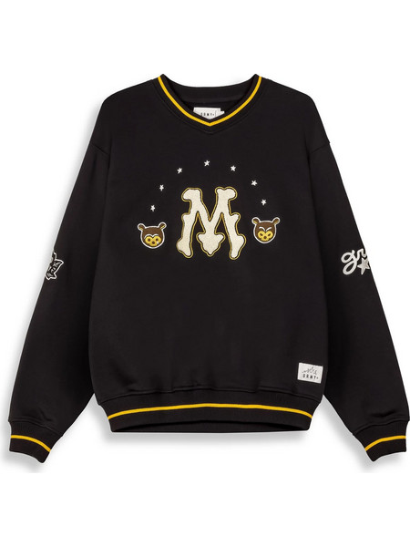 GRIMEY MUD'S THE RESIDENCE V NECK VINTAGE CREWNECK BLACK GSW643-BLK