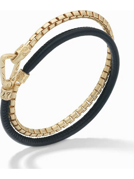 Marco Dal Maso Lash Box Chain & Smooth Leather Βραχιόλι Μαύρο AGBR0059-01YESBPN1-M