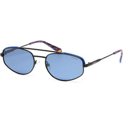 Polaroid Eyewear PLD6130/S OY4/C3 Γυναικεία Γυαλιά Ηλίου Οβάλ Μεταλλικά Μαύρα με Μπλε Polarized Καθρέπτη Φακό