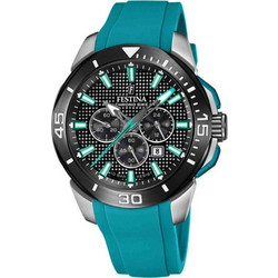 Festina Ανδρικό Ρολόι Χρονογράφος με Γαλάζιο Γκρι Καουτσούκ Λουράκι F20642/3