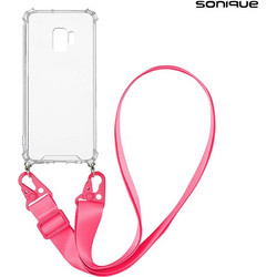 Sonique Armor Clear Θήκη Σιλικόνης με Strap Samsung Galaxy S9 Fuchsia