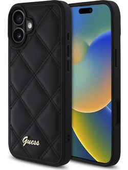Guess Quilted Metal Logo Collection PU Case Θήκη προστασίας από δερματίνη - iPhone 16 Pro Max (Μαύρο)