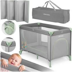Ricokids Παρκοκρέβατο με Στρώμα & Δίχτυ Mint Grey