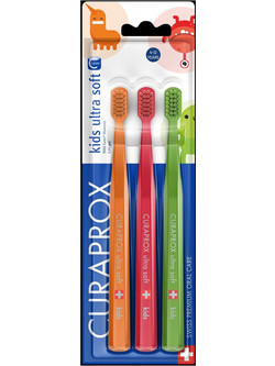 Curaprox 5500 Kids Ultra Soft Πορτοκαλί Κόκκινο Πράσινο 3τμχ
