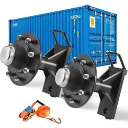 Ρόδες Εμπορευματοκιβωτίου VEVOR 8-Lug Wheels Kit, Βαρέως Τύπου Άξονας Εμπορευματοκιβωτίου με Δέσιμο Καστάνιας-Μετακινεί 6 m-12 m, Ασφαλής Μεταφορά για Αποβάθρα, Αποθήκη, Κατασκευαστικό Χώρο, Μαύρο