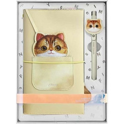 Nimmy Big Eyed Pet 2.0 (Cat) Notepad - Σετ Σημειωματάριο και Στυλό σε Μπεζ Xρώμα