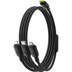 Baseus Καλώδιο Silky Fast Charge Type-C σε Micro-USB / Lightning / Type-C 100W 1.5m Cosmic Black
