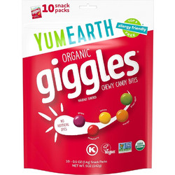 YumEarth | Organic Giggles Chewy Candy Bites | Βιολογικά Μαλακά Κουφετάκια με Γεύσεις Φρούτων | 50gr