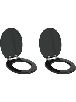 vidaXL Καπάκι Λεκάνης Οβάλ Ξύλινο Μαύρο 44x38cm 3414530