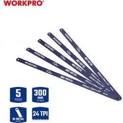 ΛΑΜΑ ΑΕΡΟΣ ΣΕΤ 5τμχ (24TPI) BI-METAL 300x12mm WP215033 WORKPRO (PROFI) (ΚΑΡΤΕΛΑ)