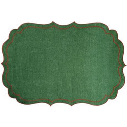 Σουπλά Πράσινα Σετ 4 Τεμαχίων Coated Linen Ninette Artichoke/Cardinal La Gallina Matta (52x36 cm)