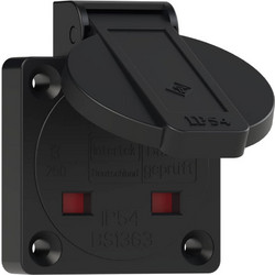ΠΡΙΖΑ ΧΩΝΕΥΤΗ UK 3P 13A ΜΕ ΚΑΠΑΚΙ IP54 ΜΑΥΡΗ 1020-5s PCE (ΣΕΤ ΜΕ 10)