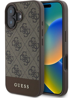 Guess PU 4G Bottom Stripe Back Cover Brown (iPhone 16)