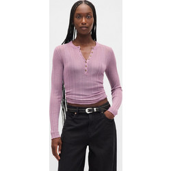 Διάφανο Ριμπ Henley Πουλόβερ Amethyst purple