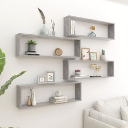 vidaXL Ράφια Κύβοι Τοίχου 2 τεμ. Γκρι Σκυρ. 100x15x30 εκ. Επεξ. Ξύλο 807092