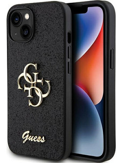 Θήκη GUESS για IPHONE 15 Plus (Fixed Glitter Big 4G) μαύρη