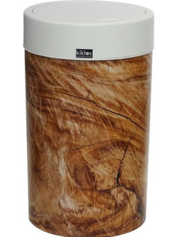 Viomes Wood Κάδος Απορριμμάτων Πλαστικός με Πεντάλ Καφέ 28lt