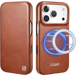 iCarer Curved Edge Leather Folio MagSafe Flip Θήκη Retro Brown (iPhone 17 Pro)