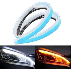 Universal DRL LED Strip λευκά φώτα ημέρας & πορτοκαλί δυναμικά/βηματικά φλας για φανάρια αυτοκινήτων 60cm Foyu FO-8-04