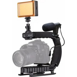 Σταθεροποιητής Κάμερας Χειρός Steadycam U-Grip Σχήματος C με Φωτισμό LED Puluz PKT3013 - Μαύρο