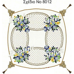 καρέ σταμπωτό λουλούδια 90x90 Κνωσός - Regina stitch 8012