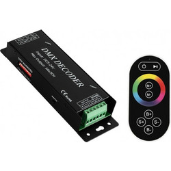 GLOBOSTAR RGBCONTROLLER 73412 DMX Dimmer / Controller με RF Ασύρματο Χειριστήριο με 3 x 15A 75W Κανάλια DC 5-24V 15A 360W Max IP20 - DMX512 & RF2.4Ghz - Μ26.9 x Π9.6 x Υ4cm - 1 Χρόνος Εγγύηση