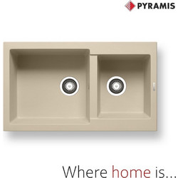 Pyramis Pyragranite Alazia Ένθετος Νεροχύτης Γρανίτη Αντιστρεφόμενος Ματ Ivory 86x50cm 070105511