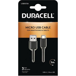 Καλώδιο Σύνδεσης USB 2.0 Duracell USB A σε Micro USB 10W 1m Μαύρο