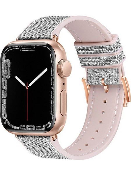 Hoco WA11 Diamond Series Λουράκι Σιλικόνης White / Silver (Apple Watch 42 / 44 / 45 / 49mm)