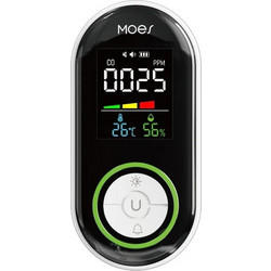 MOES Αυτόνομος Ανιχνευτής Μονοξειδίου Άνθρακα Plug-In 3-σε-1 (LED, Θερμοκρασία/Υγρασία, Backup Μπαταρία)