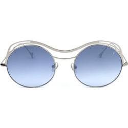 Eyepetizer C-1-12F Γυναικεία Γυαλιά Ηλίου Στρογγυλά Μεταλλικά Ασημί με Μπλε Φακό
