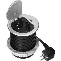 9040 ΧΩΝΕΥΤΗ ΠΡΙΖΑ ΓΡΑΦΕΙΟΥ ΣΟΥΚΟ ΚΑΠΑΚΙ+1 USB TYPE-C 20W + 1,8m ΚΑΛΩΔΙΟ&ΦΙΣ 70/85 (Φ62) ΑΣΗΜΙ ORNO | REDPOINT | 30698