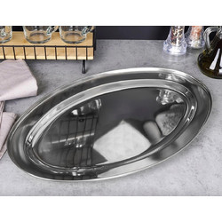 Πιατέλα σερβιρίσματος Excellent Houseware από ανοξείδωτο ατσάλι με διαστάσεις 45x29cm - Silver A12150020