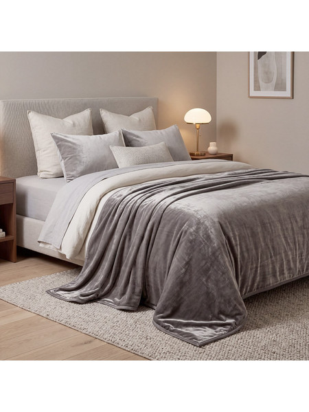 Beauty Home Κουβέρτα μονή Velora Art 12550 100% polyester super soft 550gsm 160x220 Γκρι