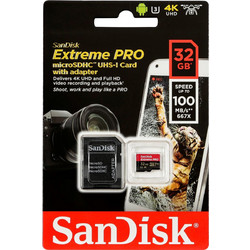Sandisk Extreme Pro microSDHC 32GB Class 10 U3 V30 UHS-I + Adapter