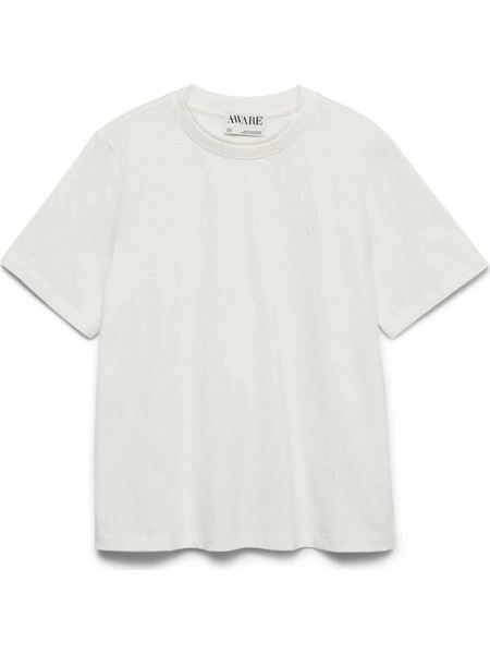 AWARE BY VERO MODA AWVIRGINIA SS O-NECK EMB T-SHIRT 10339700-Snow White White