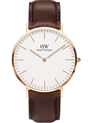 Daniel Wellington Classic Bristol Ανδρικό Ρολόι με Καφέ Δερμάτινο Λουράκι DW00100009