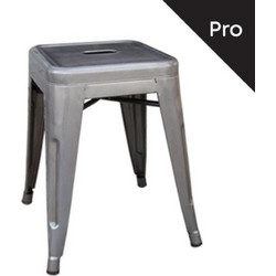 RELIX Σκαμπό-Pro, Στοιβαζόμενο, 39x39x45εκ Μέταλλο Βαφή Metal με Διακοσμητική Σκουριά Χρώμα Ασημί