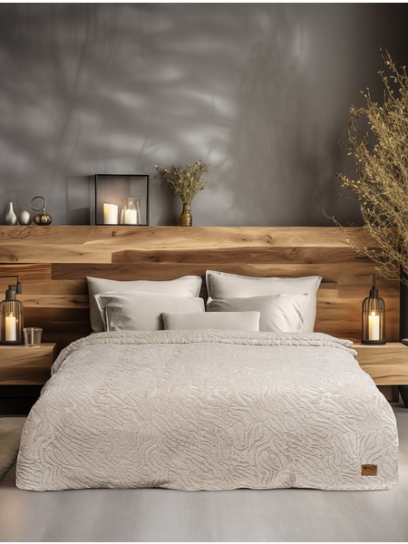 Κουβέρτα γούνινη ZANORIA BEIGE MADI μονή: 160 x 220 εκ