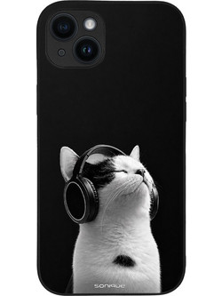 Sonique Men's Edition Back Cover με Σχέδιο «Audio Kitten» White (iPhone 14 Plus)