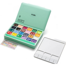HIMI Jelly Cup Gouache Σετ 24 Χρωμάτων Τέμπερες & Παλέτα Ανάμιξης - Green Case Edition TBT32