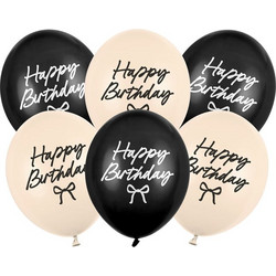 Strong balloons Happy Birthday Bows, 30 cm, mix (1 pkt / 6 pc.)