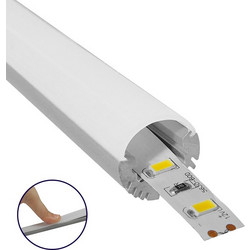 GloboStar(R) 70817-1M Κρεμαστό Προφίλ Αλουμινίου Ανοδιωμένο με Οβάλ Λευκό Οπάλ Κάλυμμα για 1 Σειρά Ταινίας LED Πατητό - Press On 1 Μέτρο