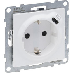 Μηχανισμός Πρίζας Σούκο Ασφαλείας 2Π+Γ+USB φόρτισης type C Λευκό Seano 765126