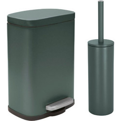 Set Μπάνιου Spirella Akira Dark Green: Κάδος Πεντάλ 5L & Πιγκάλ