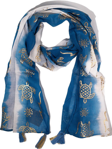 Nomad Sari Summer Turtle Print Scarf - Sea Blue (180x50cm)