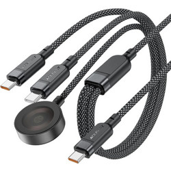 Acefast C6-11 USB-C 3in1 Cable - 2x USB-C / Qi 480Mb/s 100W 1.2m - black